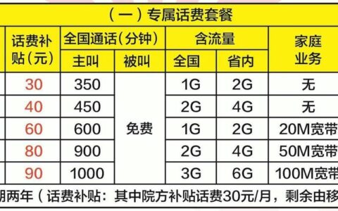 天津移动通话套餐介绍